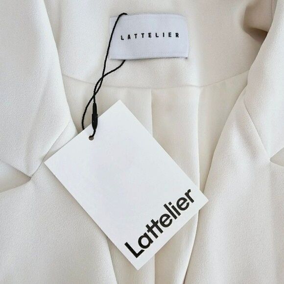 New! Lattelier Single Breasted Longline Midi Suit Jacket Ivory Cream Blazer - Picture 10 of 14